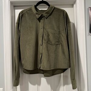 Olive Green Corduroy Button Down
